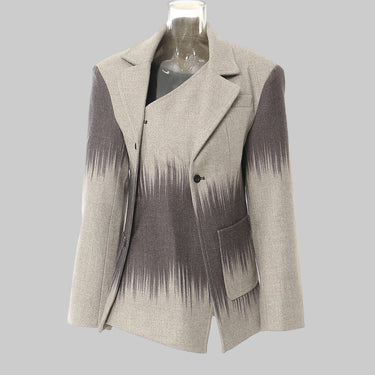 Winter British Several Printing Personality Cutting Slim Fit Woolen Coat Women
